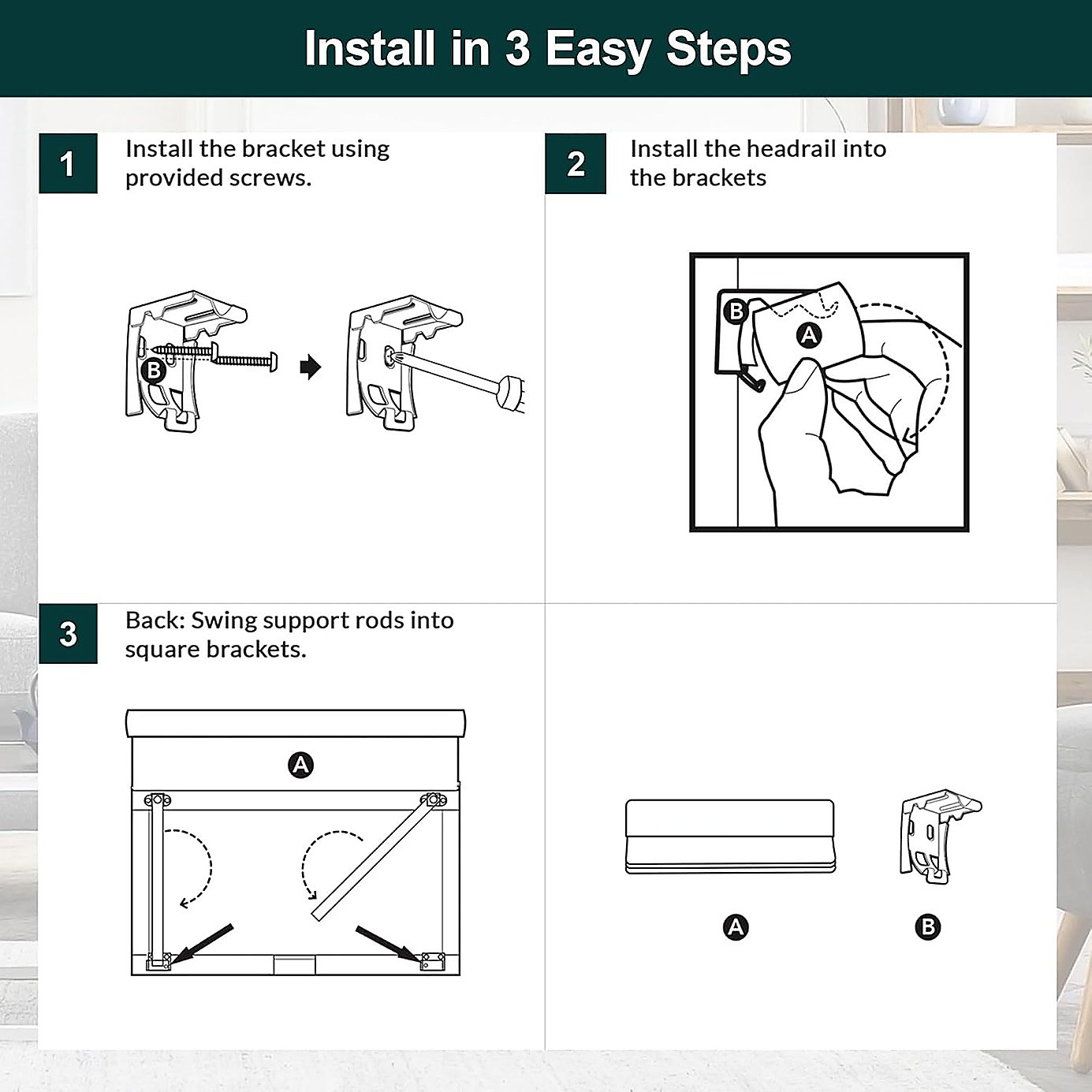 Chicology cordless Roman shade Belgian Chocolate installed in living room